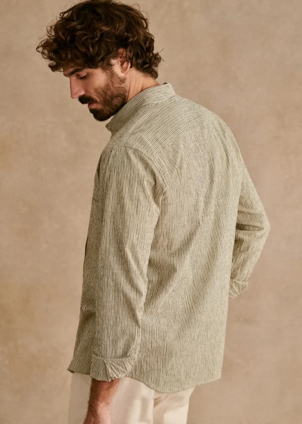 Sezane Hemd Charlie Seersucker Coton Lin