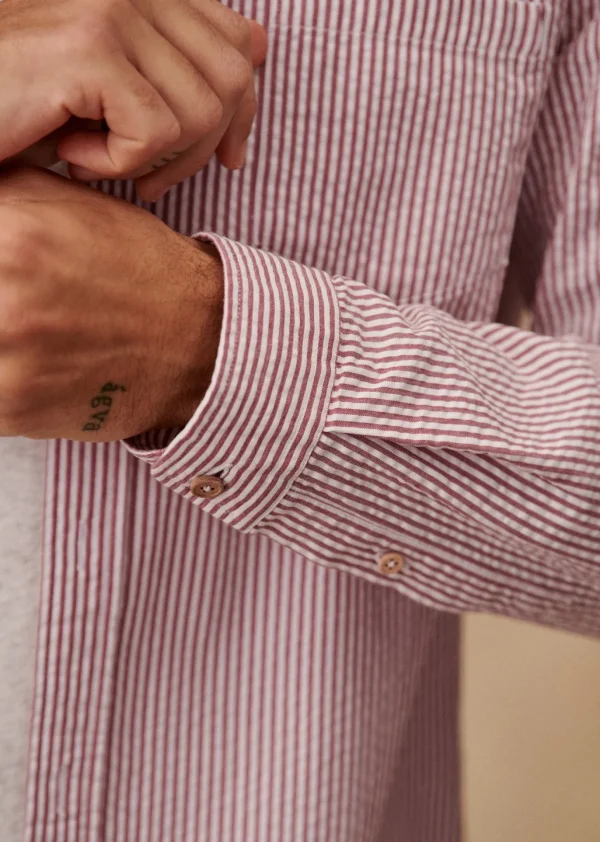 Sezane Hemdbluse Charlie Aus Seersucker