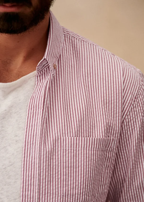 Sezane Hemdbluse Charlie Aus Seersucker