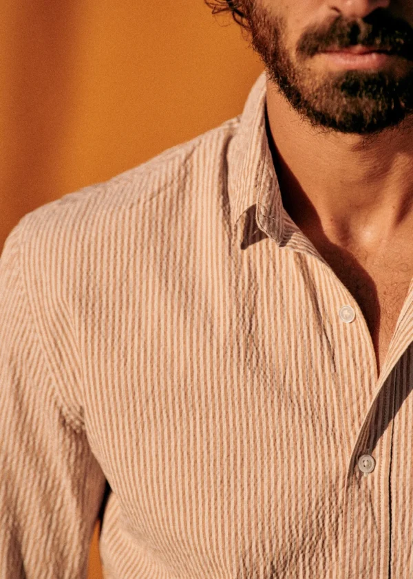 Sezane Hemdbluse Charlie Aus Seersucker