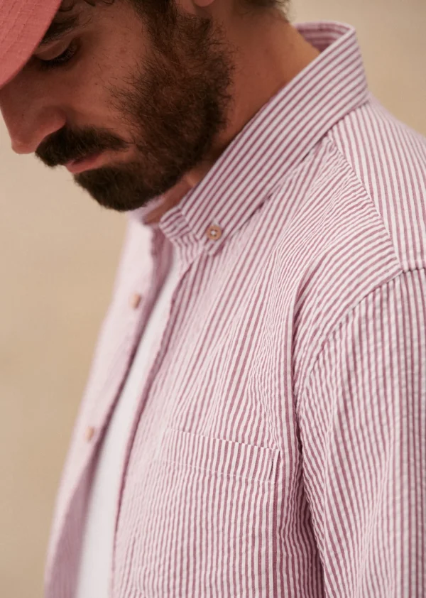 Sezane Hemdbluse Charlie Aus Seersucker