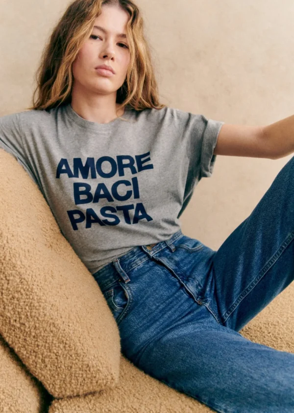 Sezane T-Shirt Amore Baci Pasta