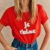 Sezane T-Shirt Je T'aime - Rosa Schöpfung