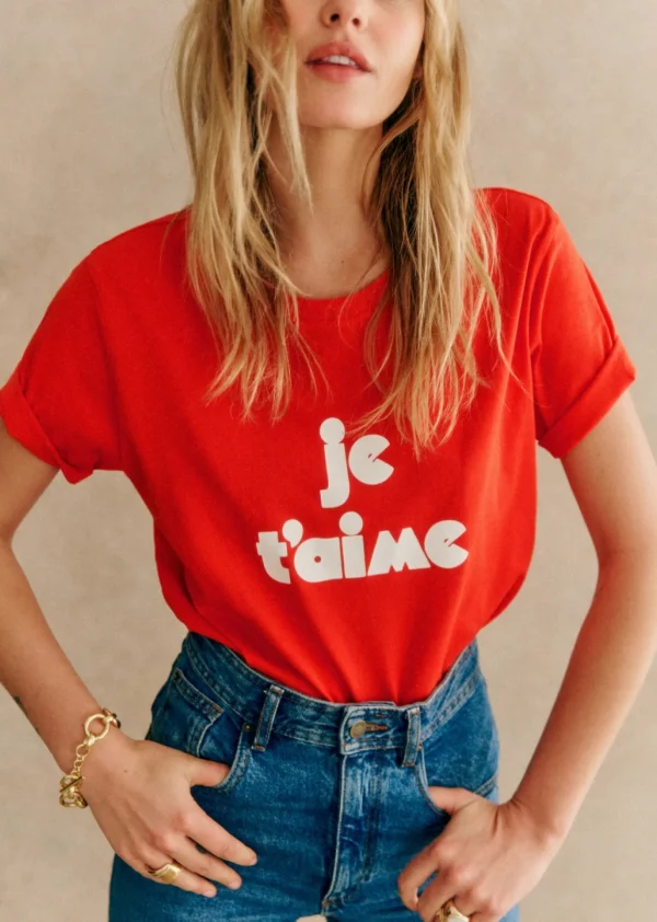 Sezane T-Shirt Je T'aime - Rosa Schöpfung
