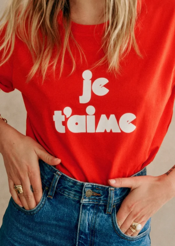 Sezane T-Shirt Je T'aime - Rosa Schöpfung