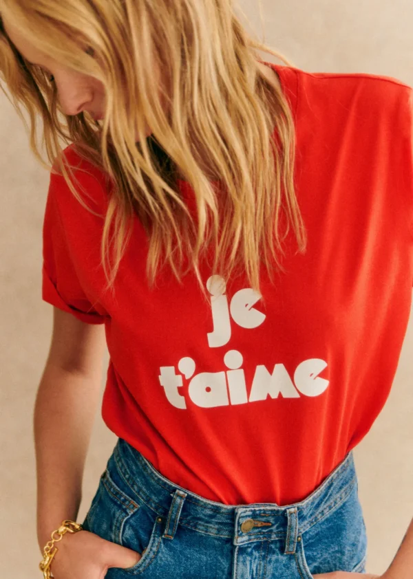 Sezane T-Shirt Je T'aime - Rosa Schöpfung